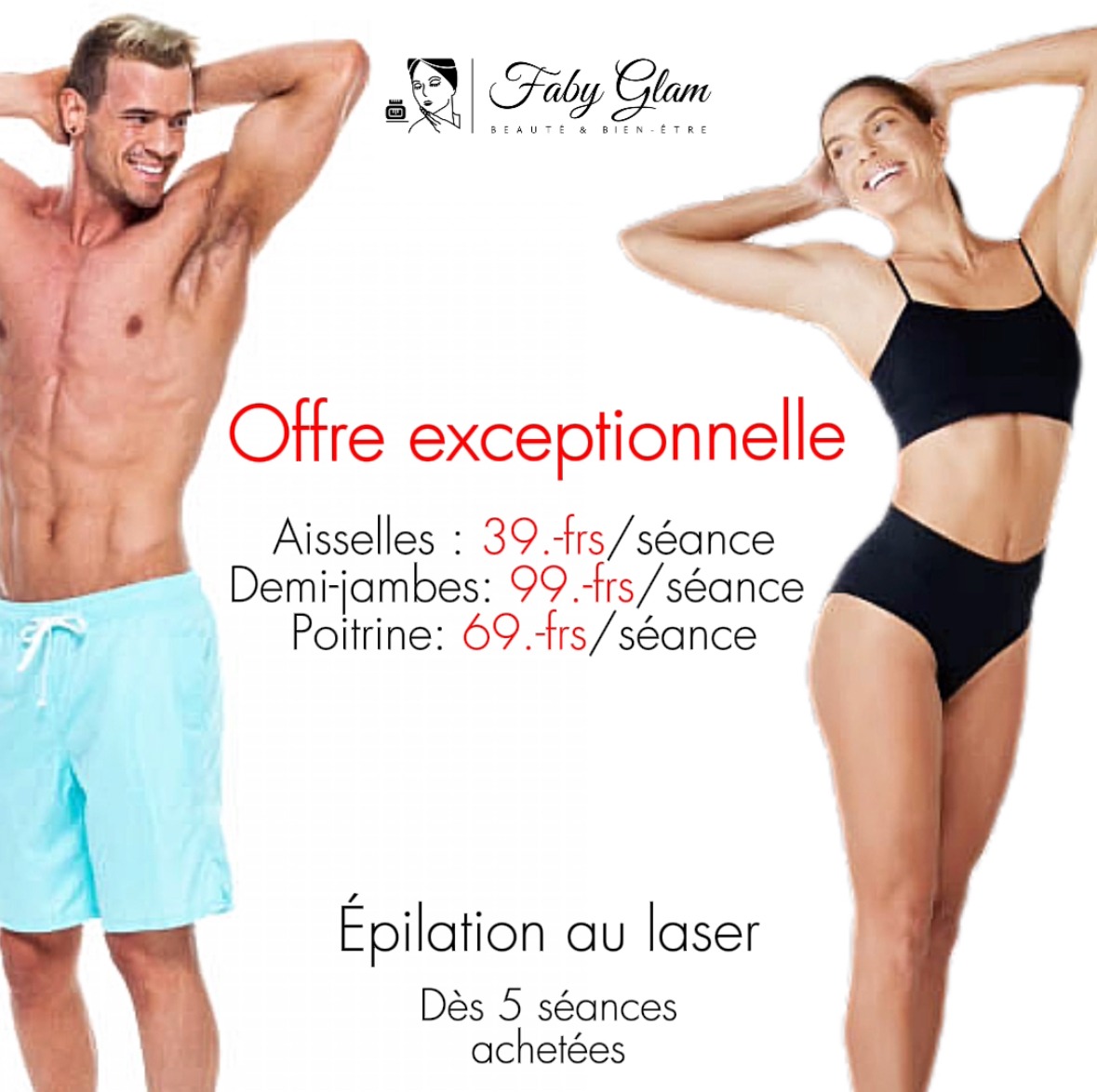 offre laser aisselles demi-jambes poitrine